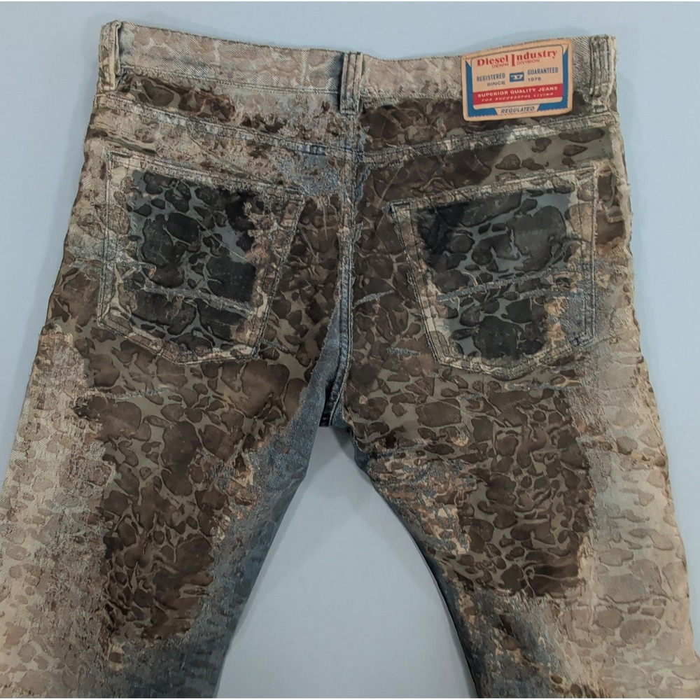 Diesel Mens 2010 D-MACS-FSE-2 Jeans 32 Blue Brown Distressed Laser Cut Denim - Picture 16 of 16